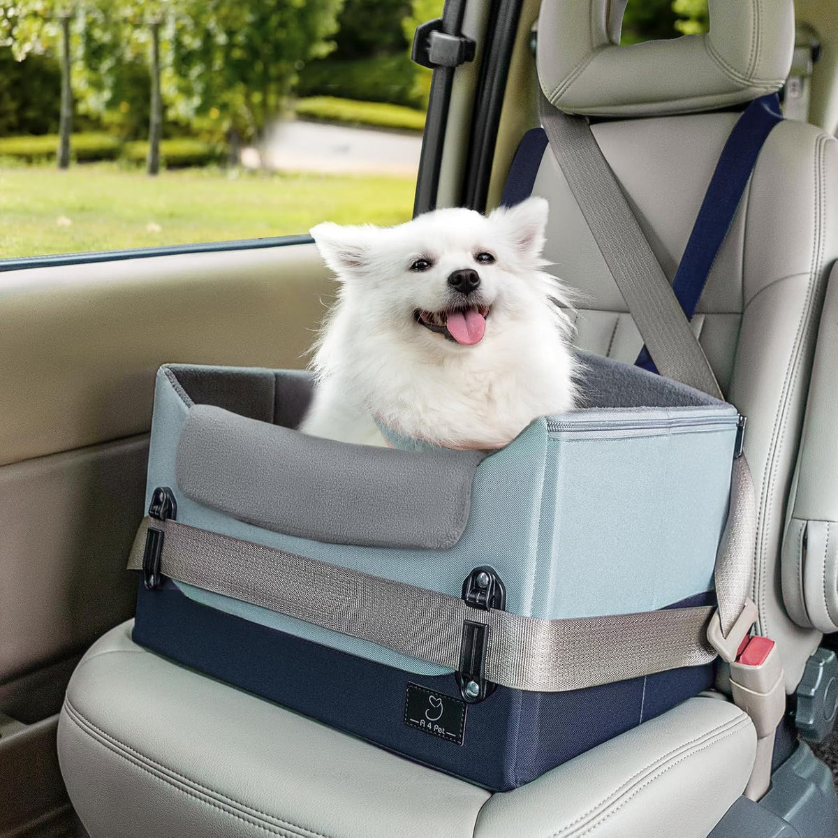 A 4 Pet Dog Car Seats for Small Dogs, Under 25 lbs - Blue / Small