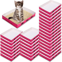 Amyhill 30 Pack Disposable Cat Litter Box Paper Pet Trays - Rose Red