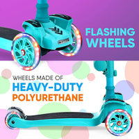 Hurtle 3-Wheeled Scooter for Kids, Wheel LED Lights - Teal - image 4