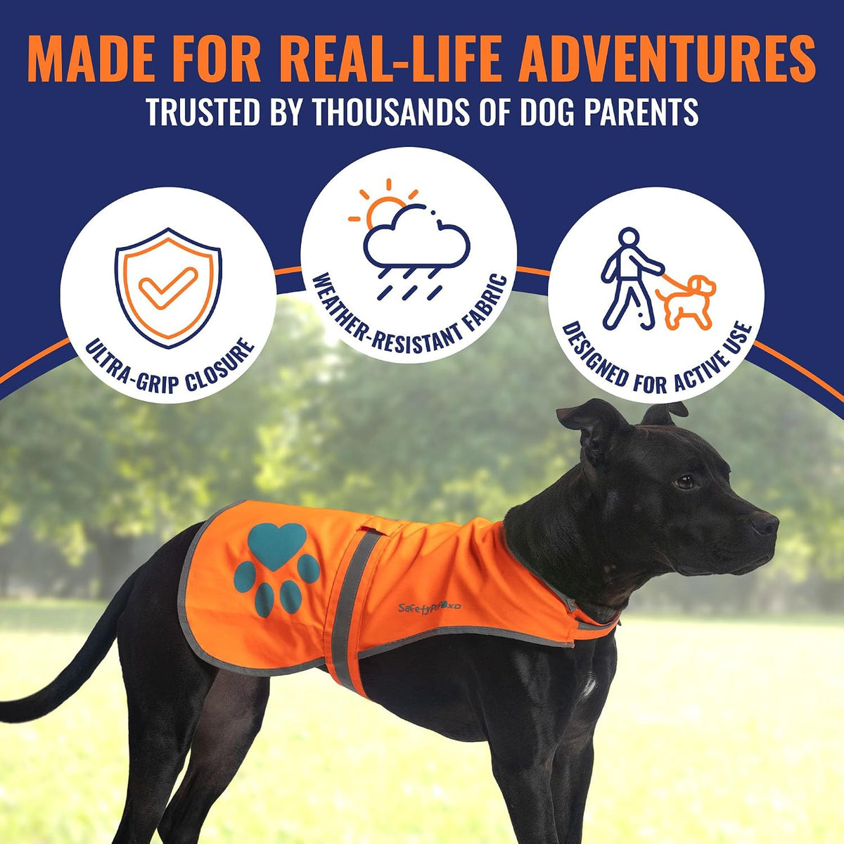 Blaze Orange Dog Vest. Reflective High Visibility in Hunting & Wooded - Orange / X-Small - image 4