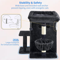 Heybly 26.3" Cat Tree for Large Cats with Big Perch & Dual Condos - Smoky Gray / 26.3 inch - image 4