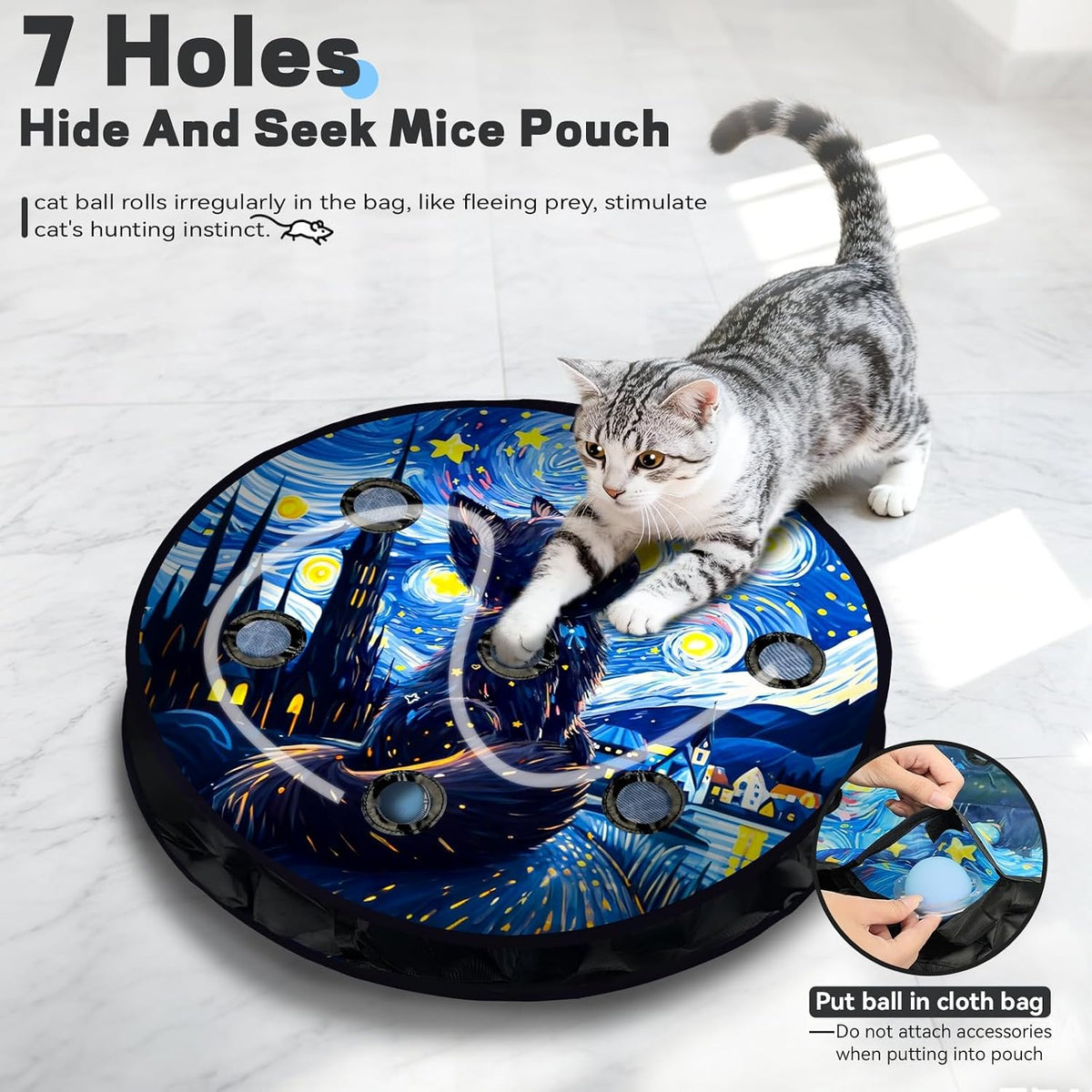 Interactive Cat Toy for Indoor Cats - Starry Night - image 3