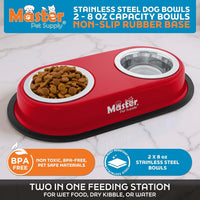 Master Pet Supply Double Dog Bowls Set with Elevated Base Black Velvet – Essentials for Dogs - Crimson Flame - image 2
