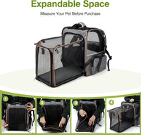 Cat Carrier Backpack, Expandable Pet Carrier with Sun Shade & Full Front Opening, Breathable Mesh - Grey / XL-Mesh Window - image 3