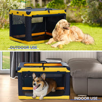 A 4 Pet 36-in Foldable Soft-Sided Dog Crate for Large Dogs – Essentials for Dogs - Blue+Yellow / 36.0"L x 24.0"W x 23.0"H - image 2