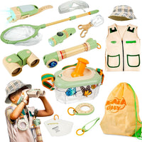 SMILESSKIDDO kids explorer kit with safari vest, hat, bug catcher and magnifying glass