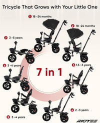 RIDYEE 7-in-1 toddler tricycle with push handle, canopy and rubber tires - view 5