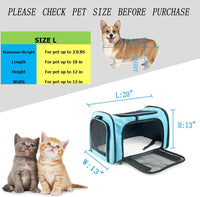 Soft Sided Carrier for Small Medium Cats Dogs - 20.0"L x 13.0"W x 13.0"H / Blue - image 4