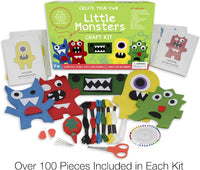 Little Monsters beginners sewing kit with felt monster shapes, embroidery floss and supplies - view 3