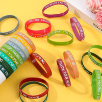 JUNEBRUSHS 64pcs Halloween Party Favors Silicone Bracelets Rubber - Inspirational Quote Style - image 4