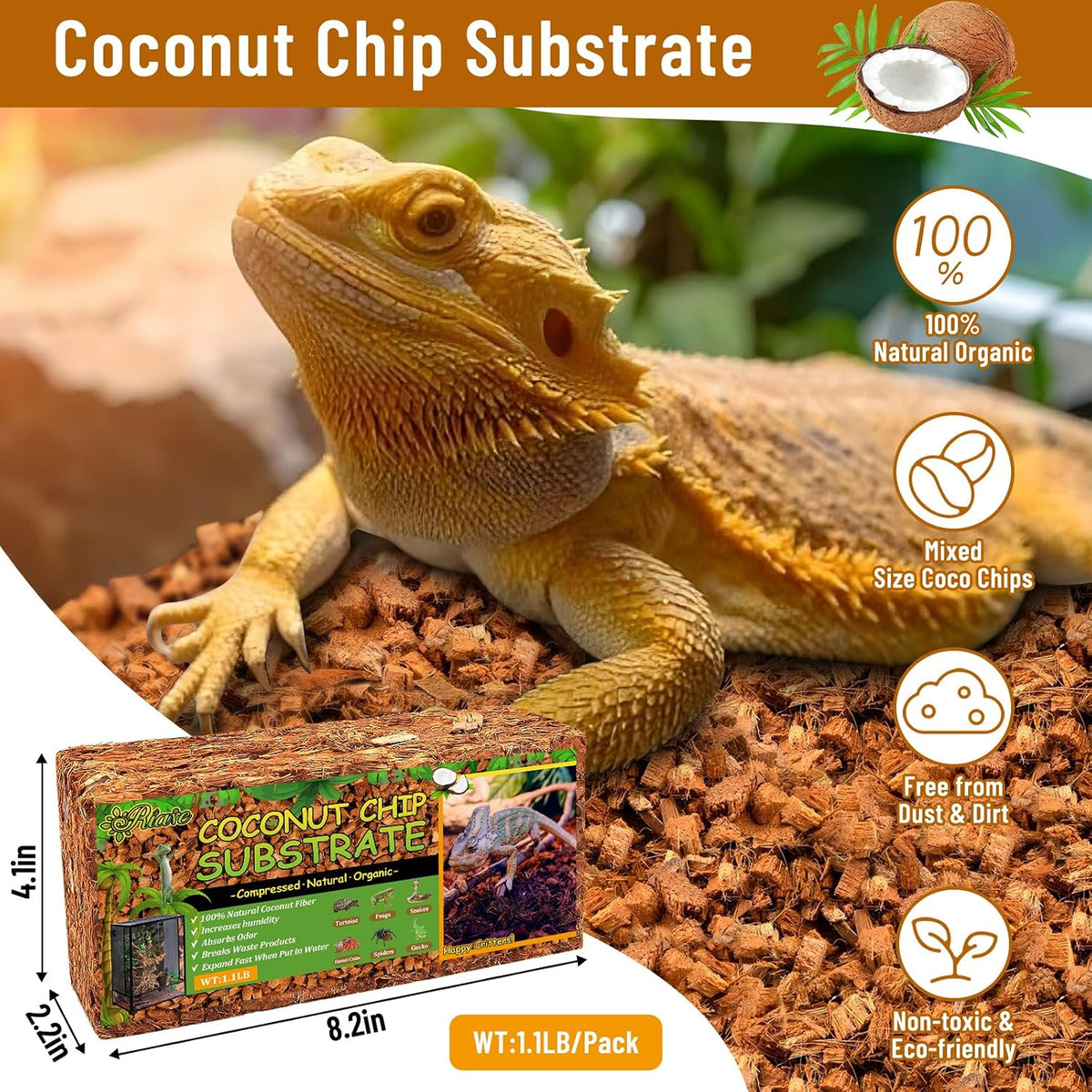 10LB Coconut Husk Chip for Reptiles - 8 pack - image 2
