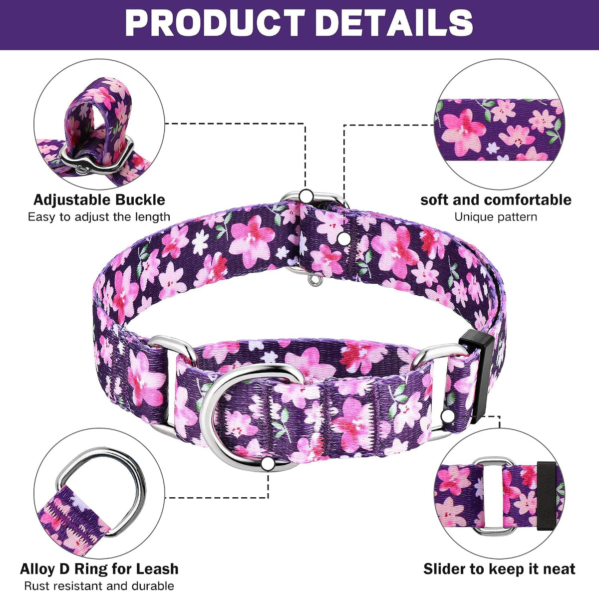 Hikiko Martingale Dog Collar Without Buckle - Japanese Purple / Small - image 4