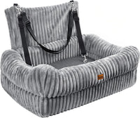 Pawaboo Dog Car Seat Bed, Memory Foam Booster for Medium/Large Dogs, Beige – Essentials for Dogs - Gray