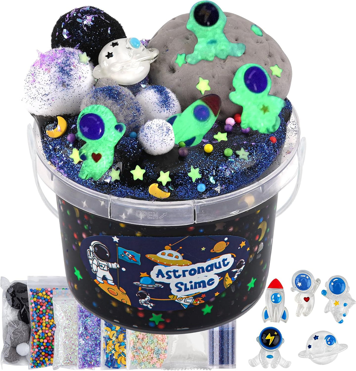 Astronaut Galaxy Slime for Kids, Big Slime Bucket with Clay - Black Slime