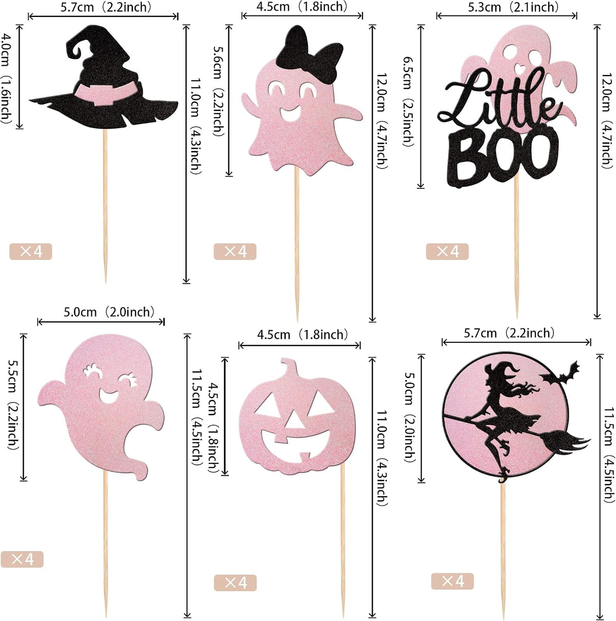 24 PCS Halloween Bat Cupcake Toppers Black Glitter Bat Cupcake Picks - Pattern 14 - image 2