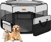 Akinerri Portable Dog Playpen - Large / Black