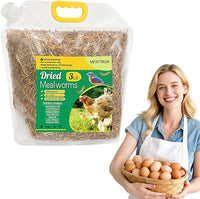 Mealworms Chicken Treats 3 Lbs with Handle Packing, High-Protein Promote Egg Production, Natural Chicken Feed for Laying Hens Wild Birds Ducks