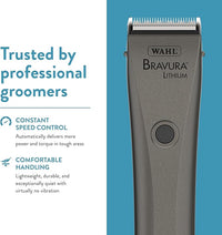WAHL Professional Animal Bravura Lithium Ion Clipper - Pet, Dog, Cat, and Horse Corded/Cordless Clipper Kit, Gunmetal (41870-0425)