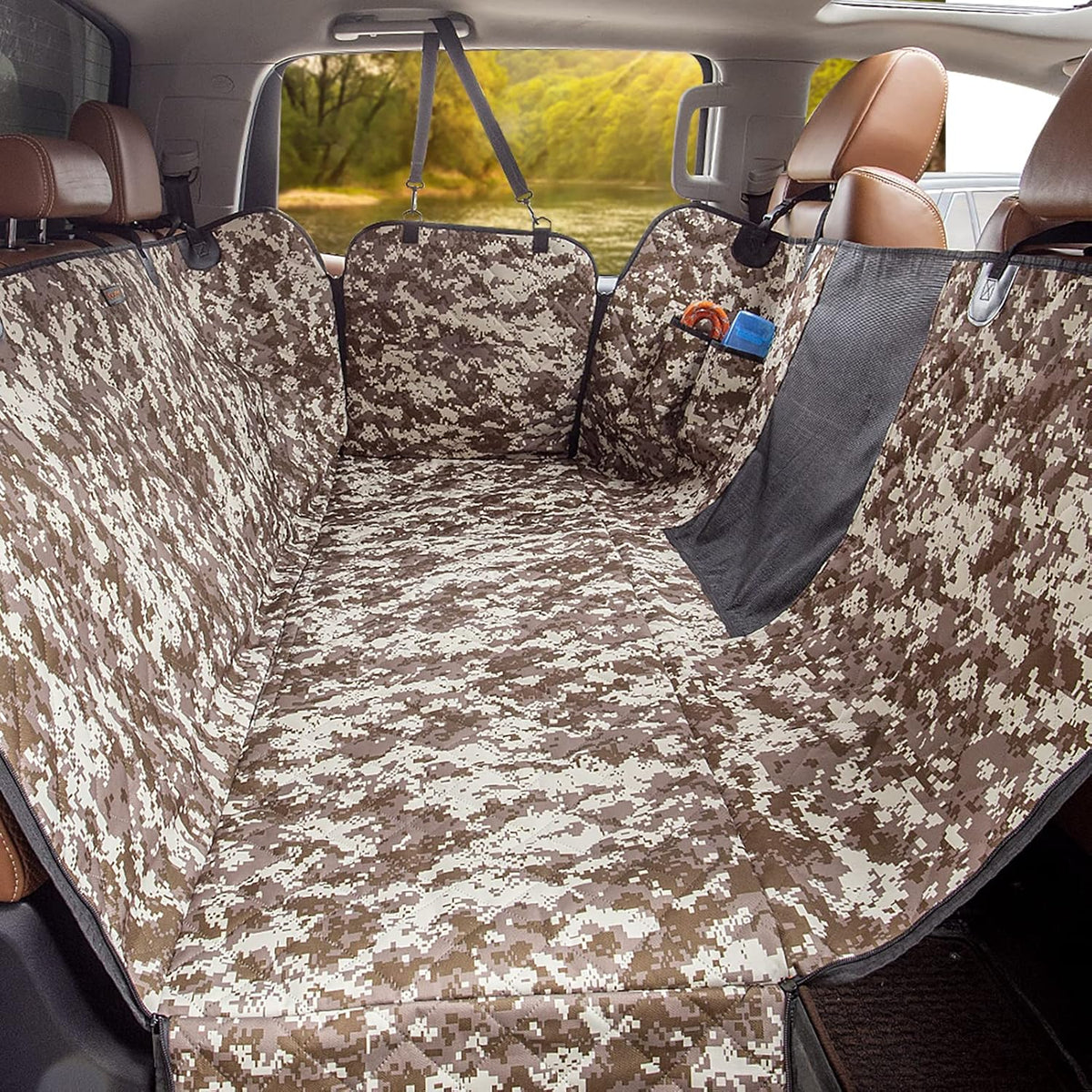 Luxury Dog Car Seat Cover for Back Seat Breathable Mesh Window Dog - Truck / Camouflage