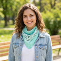 Premium Soft Cotton Bandanas Pack for Men and Women Paisley 22 x 22 - Pack of 10 Turquoise - image 3