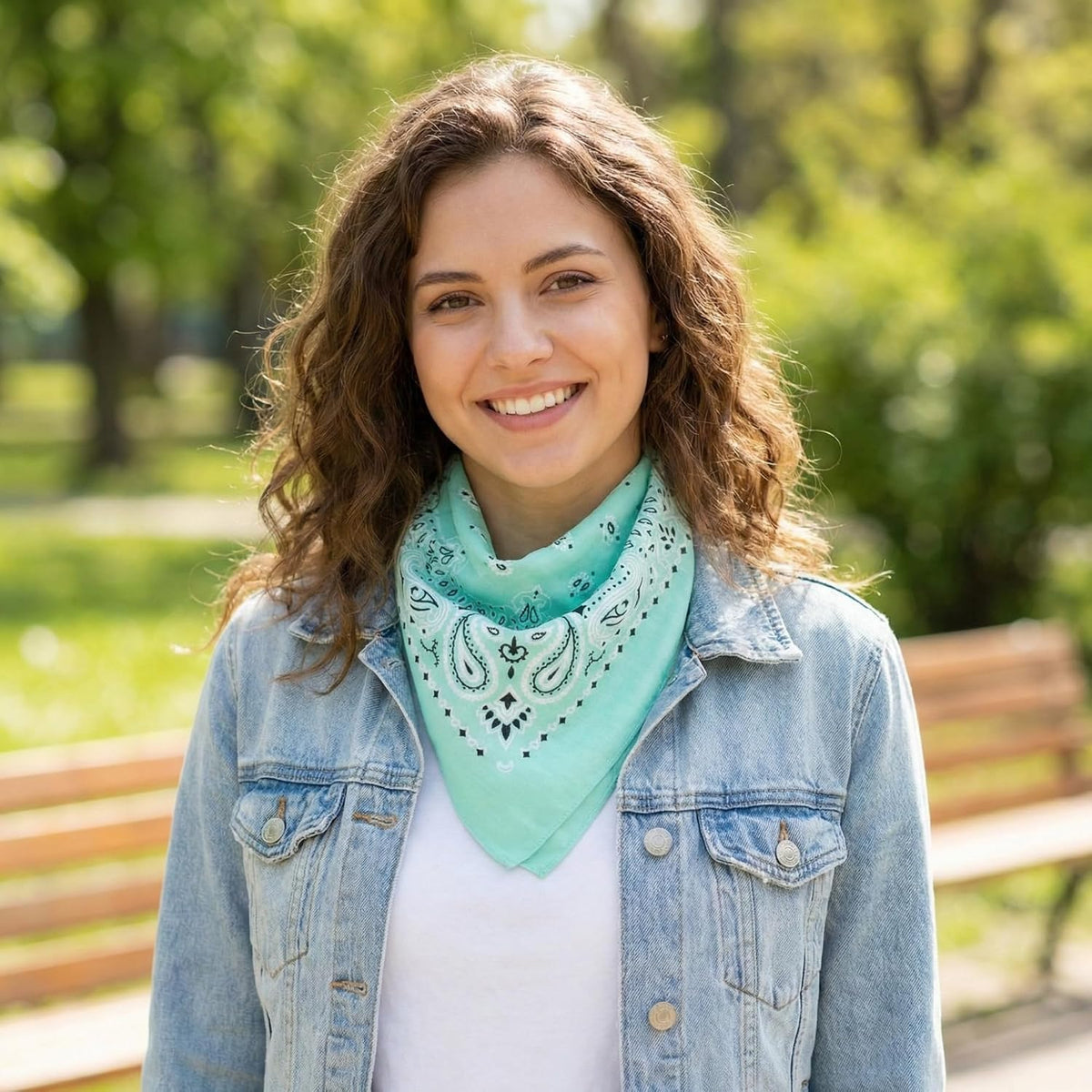 Premium Soft Cotton Bandanas Pack for Men and Women Paisley 22 x 22 - Pack of 10 Turquoise - image 3
