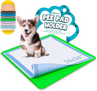 TidyFriend Dog Pee Pad Holder Tray Fits for 24” x 24” Wee Wee Pee Pads - Stable Grip, Raised Edges, Quick-Wipe Silicone Surface Dog Potty Tray Holder for Indoor Flooring Protection (Green)
