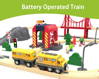 Train Toys Battery Operated Locomotive Trains for Wooden Track - Yellow - image 3