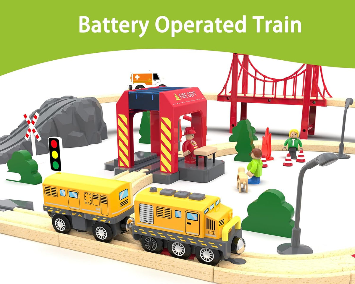 Train Toys Battery Operated Locomotive Trains for Wooden Track - Yellow - image 3