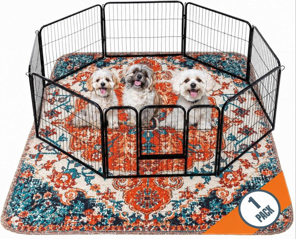 PUPIBOO Washable Pee Pads for Dogs and Cats - Colorful Medallion / 72 x 72 Inch (Pack of 1)
