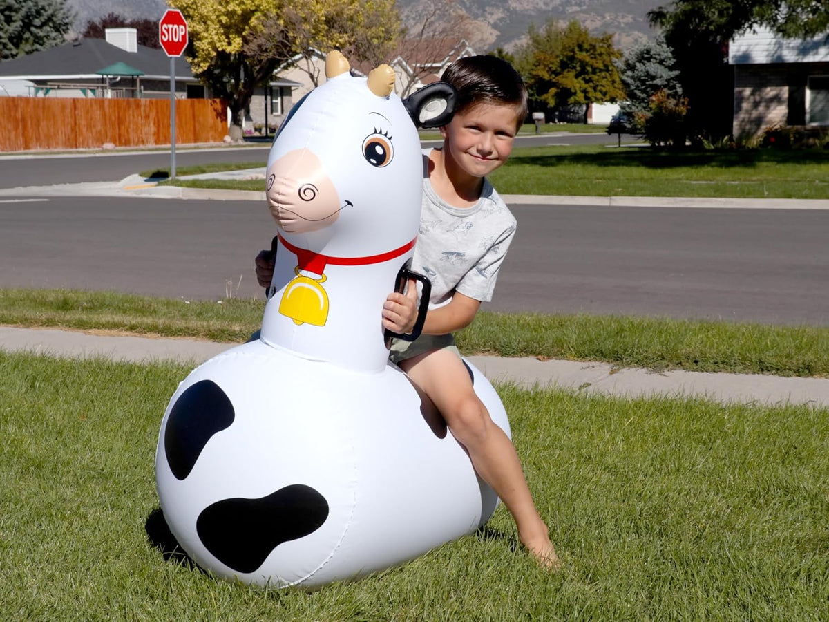 Hearthsong Hop N Go Inflatable Unicorn Riding Bouncy Hopping Toys - Cow / 2 Pack - image 4