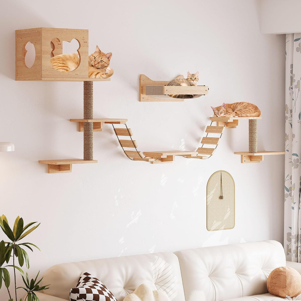 PETKABOO Cat Wall Shelves Cat Wall Furniture with Condo, Hammock - image 3