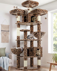 Globlazer Cat Tree Tower for Multiple Adult Cats, F82 - 82 inch / Leopard Print