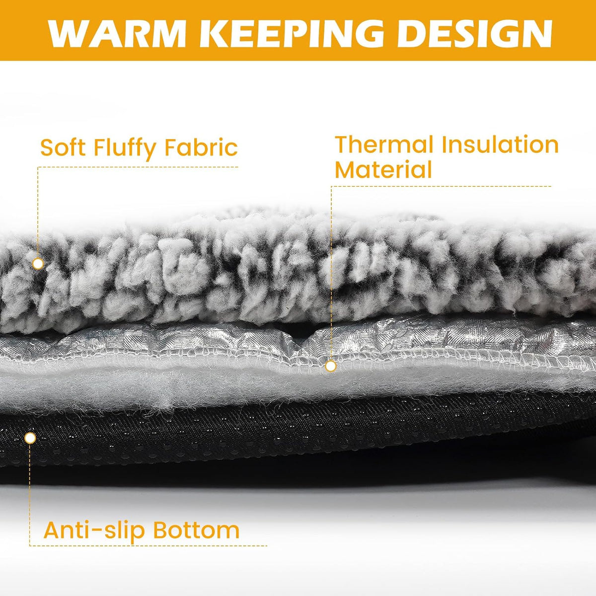 Self Warming Cat Bed, Self Heating Mat for Dog - Black / 24x18in - image 4