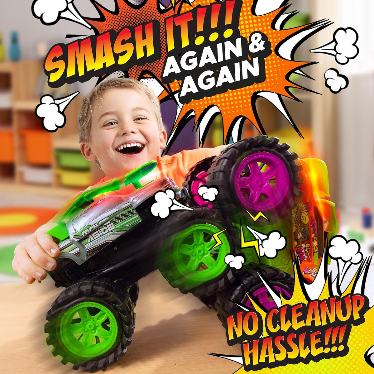 Team Power Exploding Monster Truck Toy with Explosive Crash Sounds - Grey - image 3