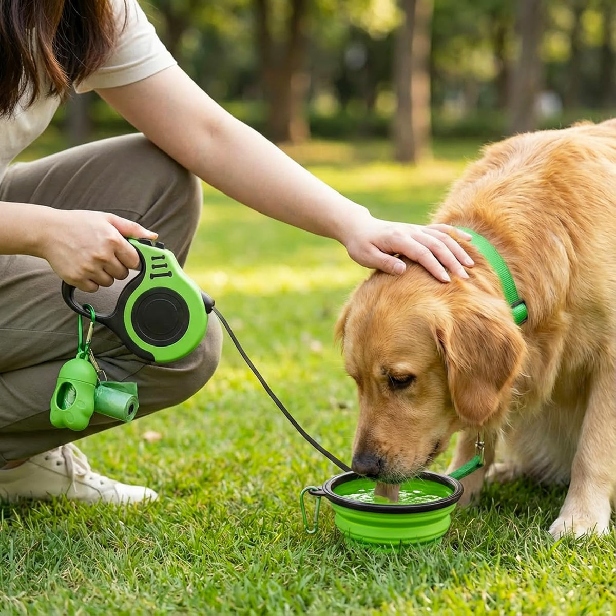 PETIMP Retractable Dog Leash Lightweight 16FT Leash Set – Essentials for Dogs - GREEN - image 2