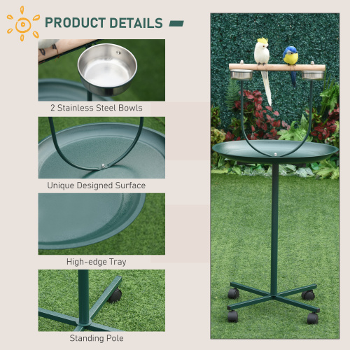 Rolling T-Bracket Bird Training Activity Playground With Perch