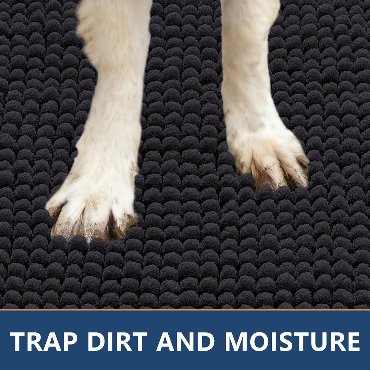 Smiry Dog Door Mat for Muddy Paws 30x20 - 47"X24" / Black - image 4
