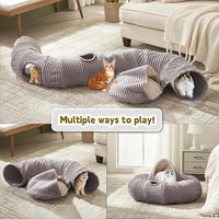 Large Cat Tunnel Bed for Indoor Cats,Cat Donut Tunnel Toy with Washable Circle Cushion,Blackout Tent, Multifunctional Playground Toys Hideplace for Kitty, Kitten, Rabbit,Ferret