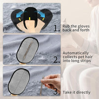 3 Pcs Pet Hair Removal Glove, Electrostatic Pet Hair Removal Gloves, Reusable Cat and Dog Hair Remover, for Couch, Carpet, Furniture, Car, Bedding, Cat Grooming Gloves