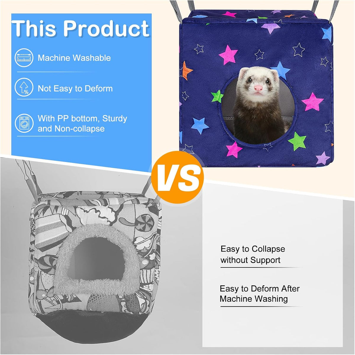 Glittme 4 Pack Cozy Ferret Hammock - Stars - image 3