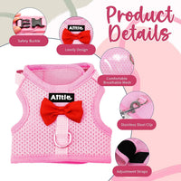 Breathable Bunny Harness and Leash Set with Cute Bow, Black S – Essentials for Small Pets - S / Pink - image 4