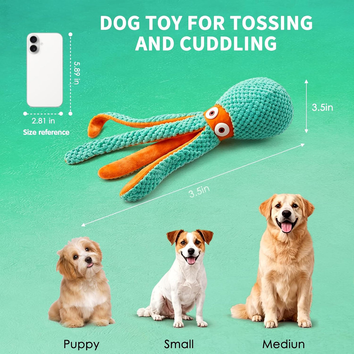 Fuufome Squeaky Dog Toys for Indoor Play with Small - Orange-green - image 2