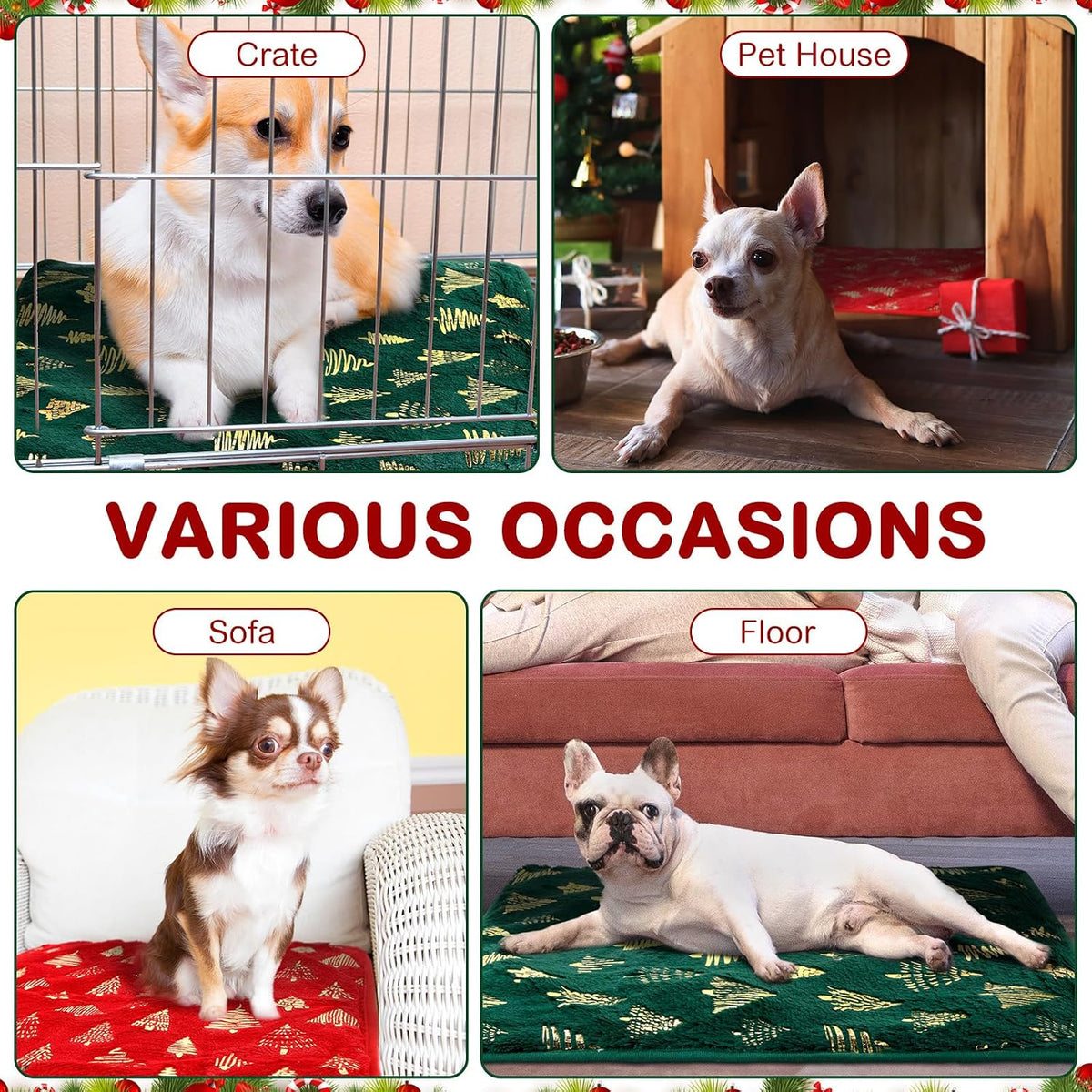 4 Pack Self Heating Cat Pad Self Warming Dog Mat, Heart - Christmas Tree / 16 x 20 Inches - image 3