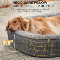 JOEJOY XL Orthopedic Dog Bed for Large Dogs, 360° Oval Bolster - Grey / 42"l X 32"w X 7.5"th - image 4