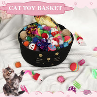 Zopeal 58 Pcs Cat Toy Set with Storage Basket Indoor, Grey - Black / 9.8 Inch - image 4