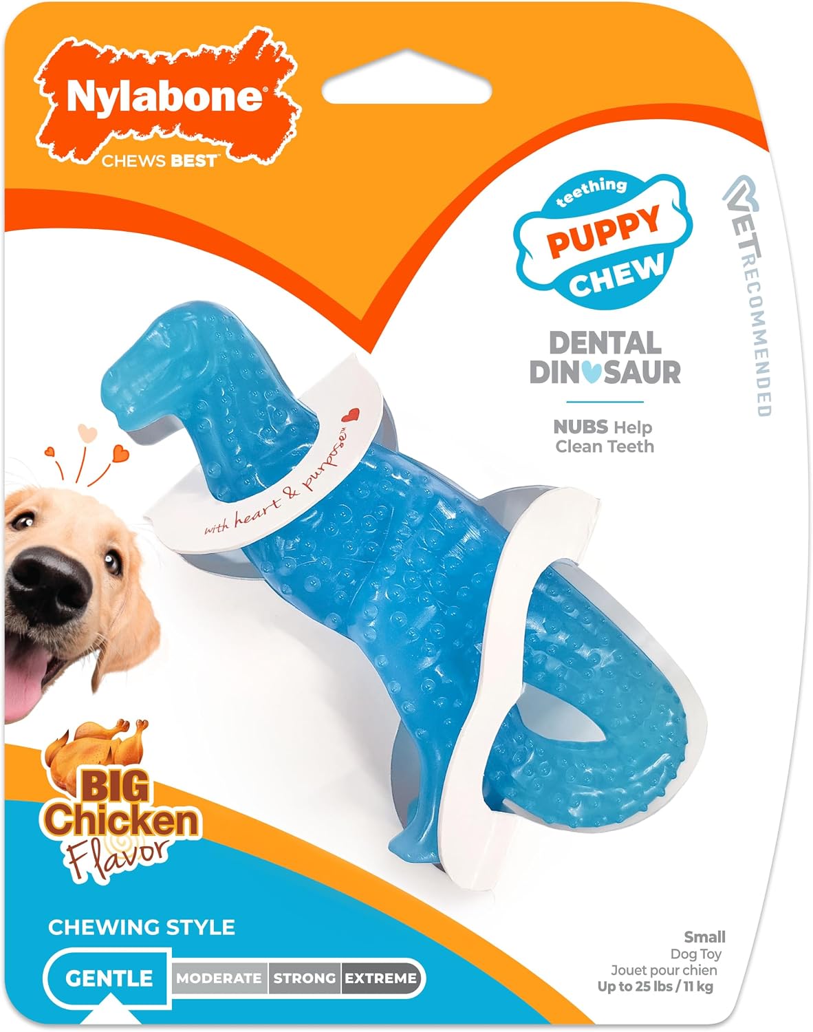 Nylabone Puppy Pacifier Chew Toy - Dinosaur / Small
