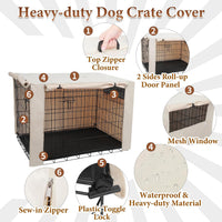 Deblue 36 inch Dog Crate Cover Fit for 36 inch Wire - – Essentials for Dogs - 42.0"L x 28.0"W x 30.0"H / Beige - image 4