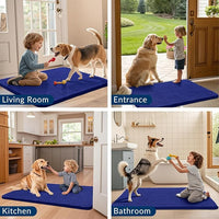 Smiry Dog Door Mat for Muddy Paws 71x46, Absorbs Moisture and Dirt Doormat, Non-Slip Washable Quick Dry Chenille Front Door Mat Indoor Entrance, Entryway Carpet for Inside Floor, Navy Blue