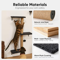 FUKUMARU Cat Wall Shelves - Gray / 4-Piece Set with Hammock - image 3