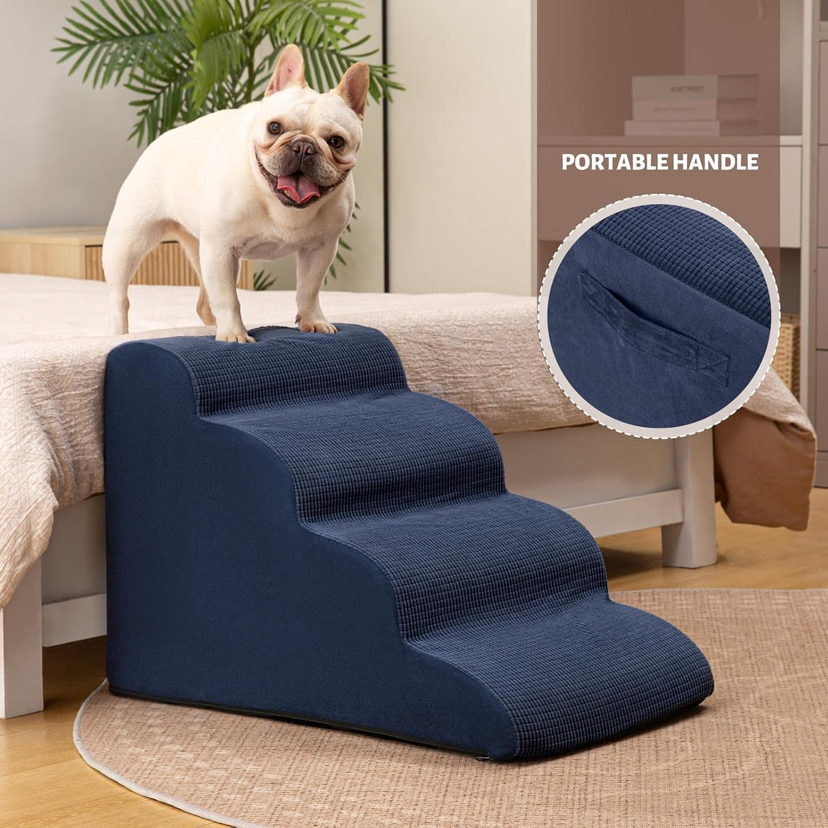 Dog Stairs for Small Dogs and Cats - Blue / 4 / Standard 4-Step 17.4"H - image 2